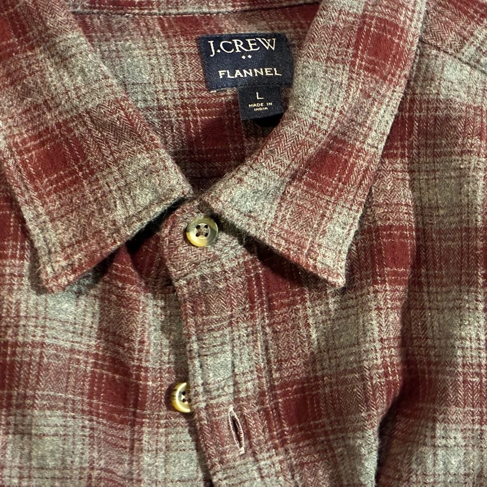 J Crew men’s flannel shirt large red/grey - Picture 1 of 5